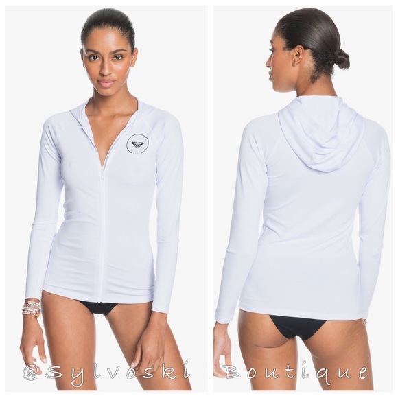 🔥 Roxy Essentials Lycra Hoodie Rashguard - Womens NWT - Picture 5 of 9